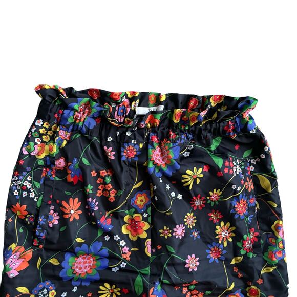 TIBI FLORAL PRINT RUFFLE TECH JOGGER PANTS HIGH PAPER BAG WAIST WOMEN SIZE M NEW - Picture 8 of 15